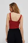 Žebrovaný top se širokými ramínky - červený