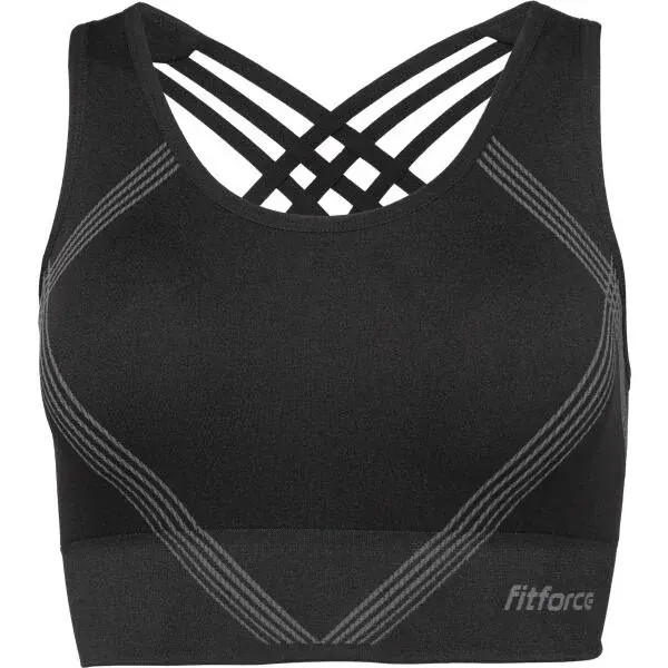 Fitforce GEMA Dámská bezešvá fitness podprsenka, černá, velikost