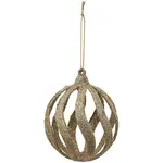 Plastová vianočná guľa, vlny, šampanská 8 cm 191995