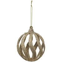 Plastová vianočná guľa, vlny, šampanská 8 cm 191995