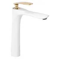 Vysoká umývadlová batéria Rea Orbit biela-zlatá