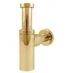 Ozdobný sifón na umývadlo, fľaškový, bez odtoku, kovový zlatý