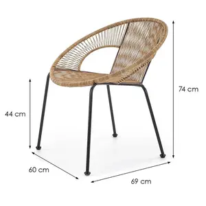 Židle BARI rattan hnědá/černá