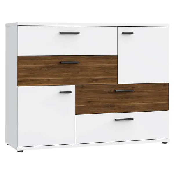 Komoda Skive biely lesk/orech Bakersfield