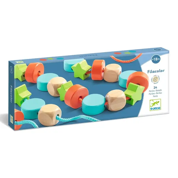 Farebné drevené koráliky – 24 ks