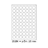 Samolepicí etikety 25 mm, 70 etiket, A4, 100 listů, kulaté
