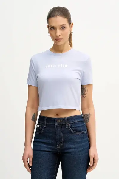 Bavlněné tričko Calvin Klein Jeans dámské, modrá barva, LV047E823G