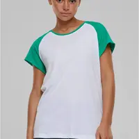 Women's T-shirt Contrast Raglan - white/green