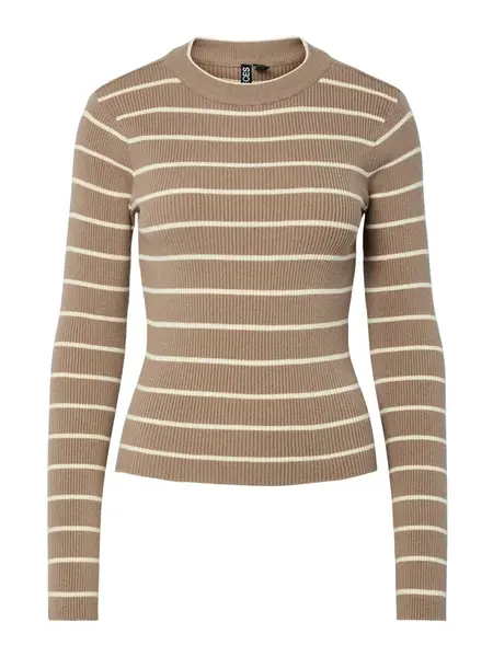 PIECES Sveter  tmavošedá / biela