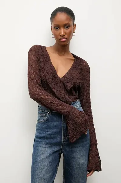 Halenka Answear.LAB dámská, hnědá barva, hladká