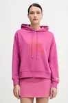 Mikina United Colors of Benetton dámská, růžová barva, s kapucí, s potiskem, 3WNWD201C
