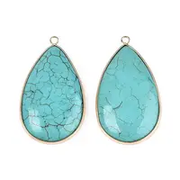 Dyed Synthetic Turquoise Teardrop Pendants