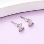 Brass Micro Pave Clear Cubic Zirconia Star Stud Earrings