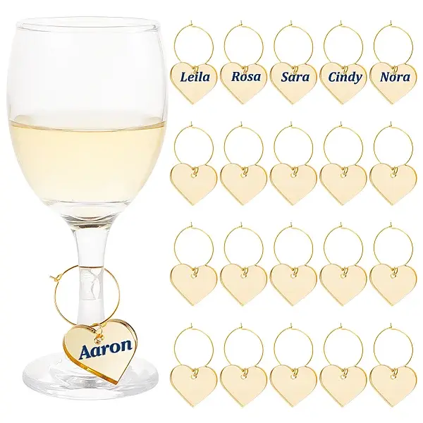 Acrylic Heart Wine Glass Charms