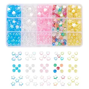 630Pcs 15 Style Eco-Friendly Transparent Acrylic Beads