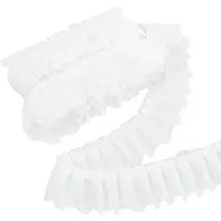 3-Layer Pleated Chiffon Flower Lace Trim