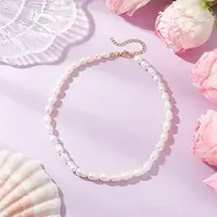 Natural Cultured Freshwater Pearl Rice Beaded Necklaces for Women