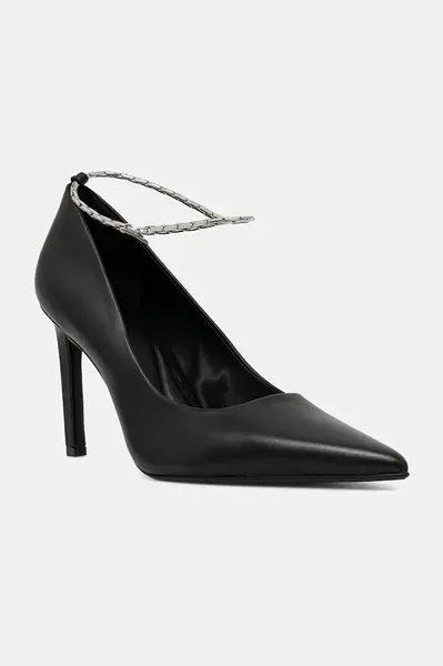Kožené lodičky Calvin Klein ESS STILETTO HDW CHAIN LTH 90