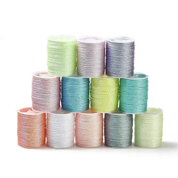 12 Rolls 12 Colors 6-Ply PET Polyester Metallic Thread