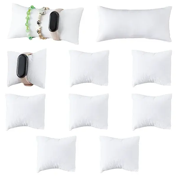 10Pcs 2 Styles Leather & Velvet Pillow Jewelry Bracelet Watch Displays