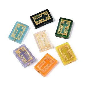 Rectangle with Cross Glass Beads