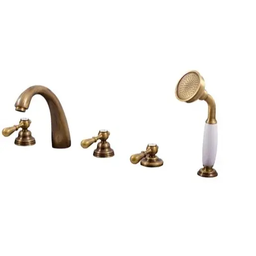 Vaňová batéria RAV Slezák MORAVA so sprchovacím setom stará mosadz MK476.5PSM