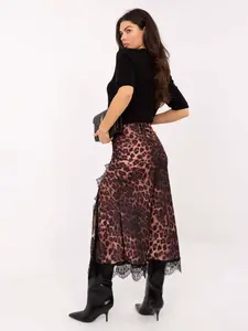Leopardia vzorovaná sukňa s čipkou