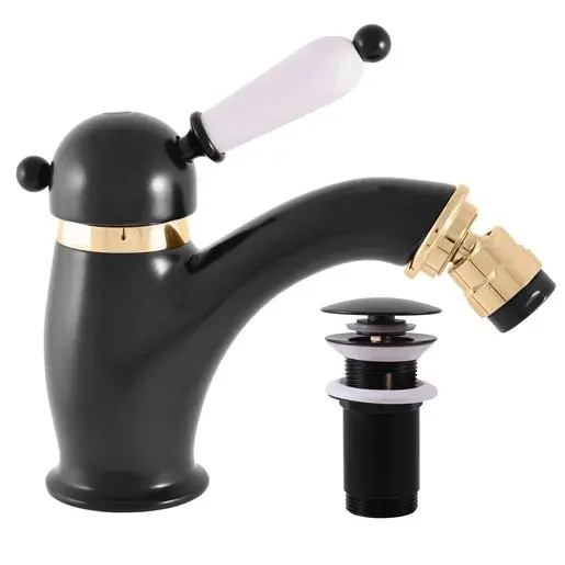 RAV SLEZÁK Labe bidetová batéria s clic-clac černá matná/zlato L545.0KCMATZ