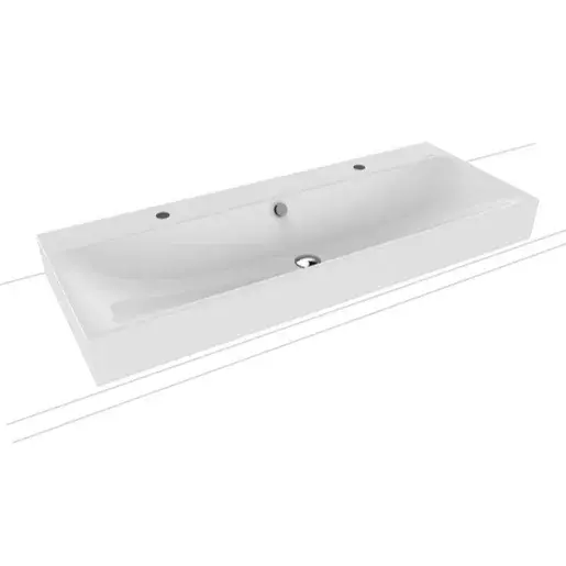 Kaldewei Silenio umývadlo na dosku 3049 120x46 cm alpská biela s dvoma otvormi pre batériu 906406043001