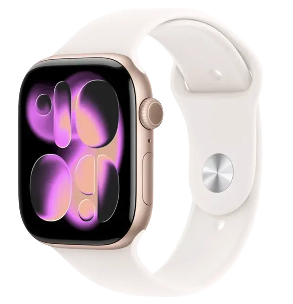APPLE Watch 11 GPS + Cellular 42mm ružovo zlatý hliník - svetlo rumený športový remienok - M/L