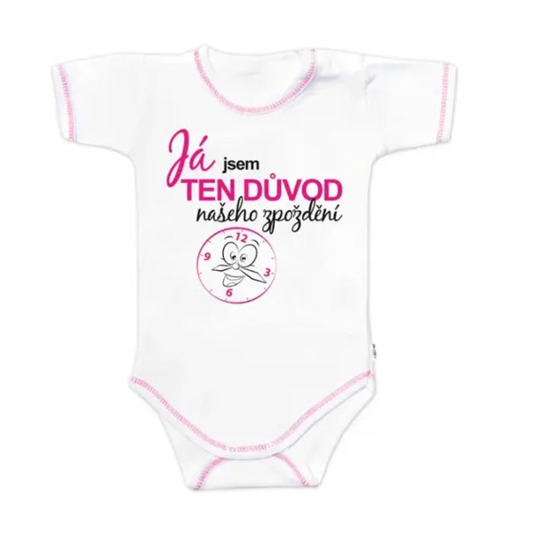 Baby Nellys Body kr.rukáv - Já jsem TEN DŮVOD našeho zpoždění,vel.86
