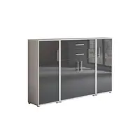 MID.YOU SKŘÍŇ NA ŠANONY, šedá, vysoce lesklá antracitová, 172,6/113,6/33 cm