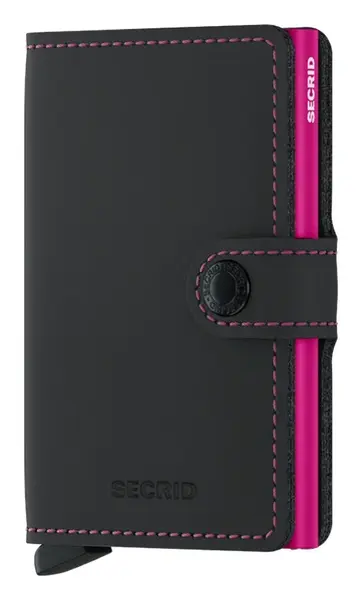 Kožená mini peňaženka Secrid Miniwallet Matte Black & Fuchsia