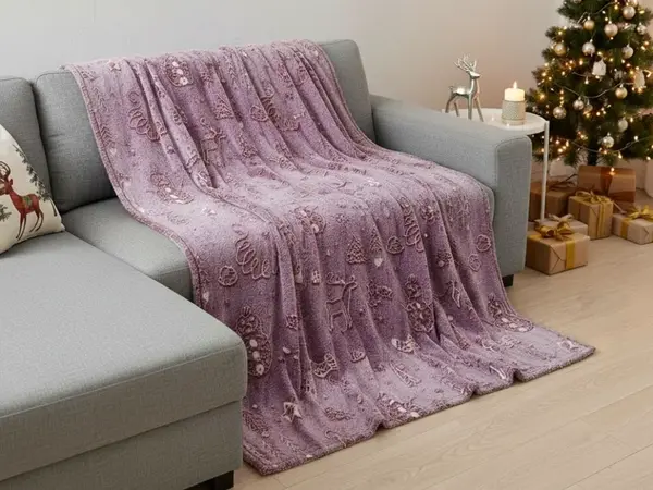 Svietiaca vianočná mikroplyšová deka PAINTY CHRISTMAS, vínová Rozmer: 150 x 200 cm