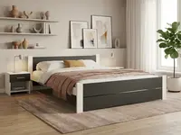 Posteľ IKAROS DOUBLE 140 x 200 cm, antracit/biela Rošt: S lamelovým roštom, Matrac: Matrac SOMMERA 18 cm