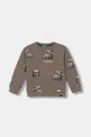 Dětská mikina United Colors of Benetton hnědá barva, vzorovaná, 3QHCG10KX