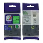 Kompatibilní páska s Brother HGe-731, 12mm x 8m, černý tisk / zelený podklad, vysokorychlostní