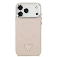 Zadní kryt Guess PU Leather Triangle Logo MagSafe pro Apple iPhone 17 Pro Max, růžová