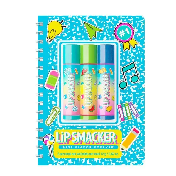 Lip Smacker Spiral Notebook Trio Lip Balm (Blue) dárkové balení amerických balzámů na rty