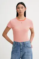 Tričko Tommy Jeans dámské, béžová barva, DW0DW17383