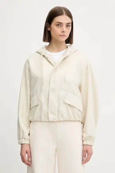 Bunda Guess PEONY béžová barva, přechodná, V5YL02 WH492