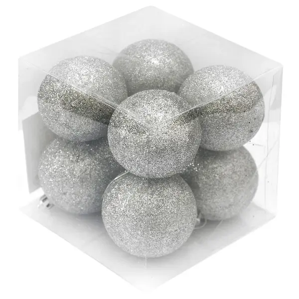 Ozdoby brokát -krabička 8ks stříbrné