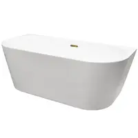 Volně stojící vana ke zdi Vica New 160/80 + sifon s výpustí click-clack čištěný shora s přepadem slim, zlatý