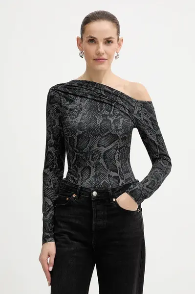 Tričko s dlouhým rukávem Guess ANITA dámské, šedá barva, W5BP08 K1492