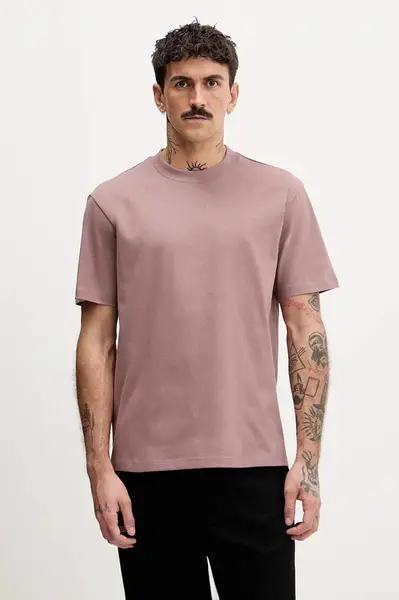 Bavlněné tričko HUGO pánské, černá barva, 50488330