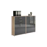 MID.YOU SKŘÍŇ NA ŠANONY, Sonoma dub, vysoce lesklá antracitová, 168,8/113,6/33 cm