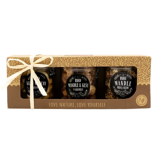 NATU Dárkový set BIO ochucených ořechů