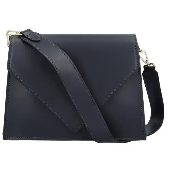 Dámska kožená kabelka na rameno tmavo modrá - Delami Charlien
