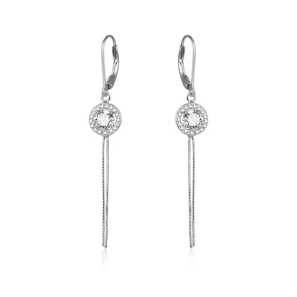 Beneto Dlouhé stříbrné náušnice se zirkony AGUC1977