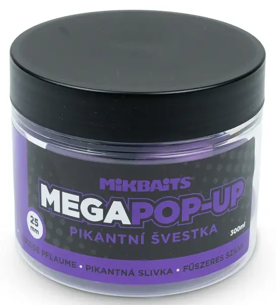 Mikbaits mega plovoucí fluo boilie pikantní švestka 300 ml 25 mm